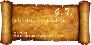 Görbicz Talamér névjegykártya